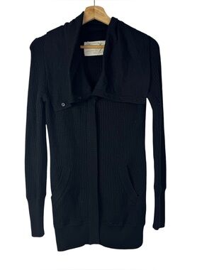Ann Taylor LOFT Black Ribbed Y2K Long Cardigan Sweater S
